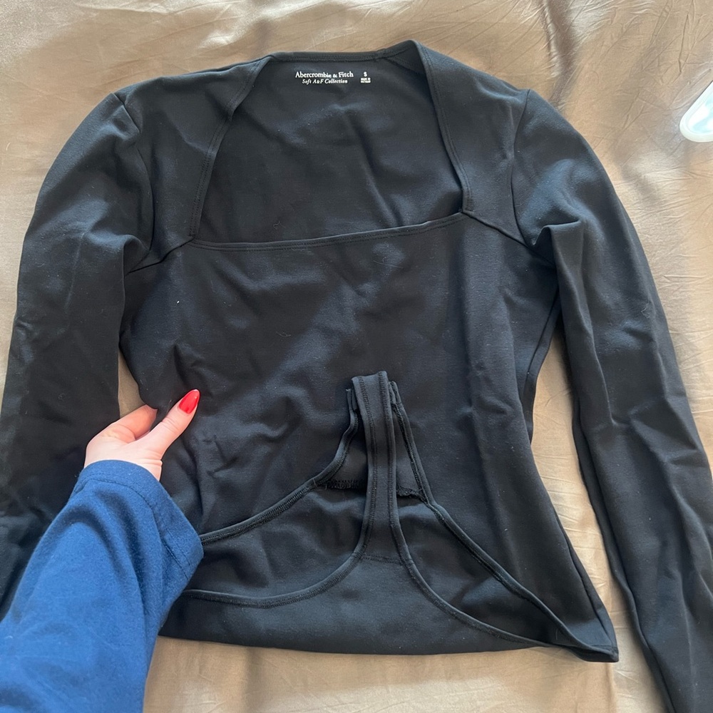 Abercrombie & Fitch Black Long Sleeve bodysuit